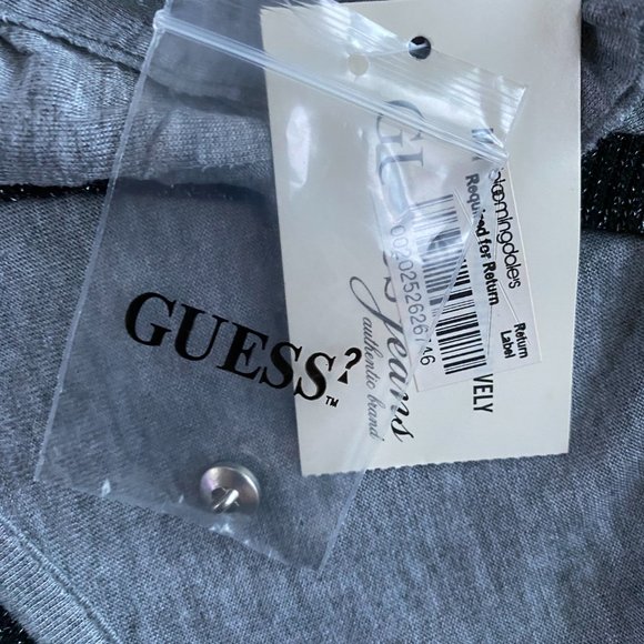 Guess Light Heather Grey Black Trim V-Neck Sleeveless 3-Button Closure Sz M #01 - Picture 5 of 8